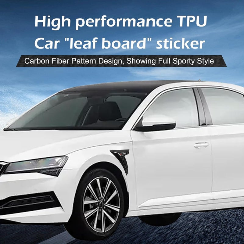 Arwrilt 2 PCS Car Fender Side Vents, TPU Shark Gill Side Air Flow Hole Grille with Sports Logo, Cool Personality Fender Vent Trim Covers, Self-Adhesive Spoiler Exterior Decorations for Cars (Black) - Image 3
